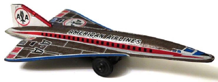 ICHIMURA Jouet Concorde en tôle "American Airlines" (20 cm)