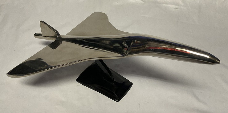 Maquette d'art Concorde en métal chromé 