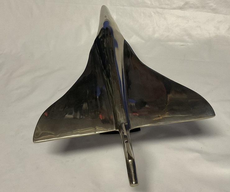 Maquette d'art Concorde en métal chromé 