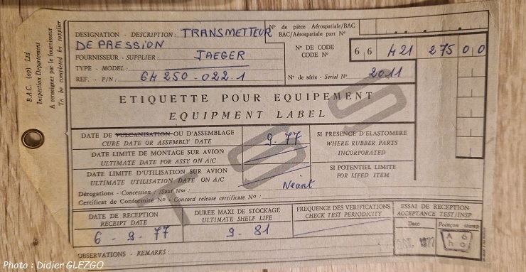 Trains : Transmetteur de pression hydraulique (Jaeger)