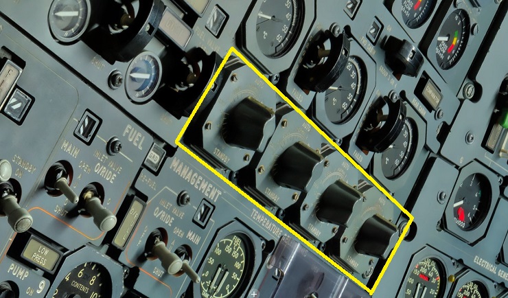 Cockpit : Sélecteur de température (Temperature selector)