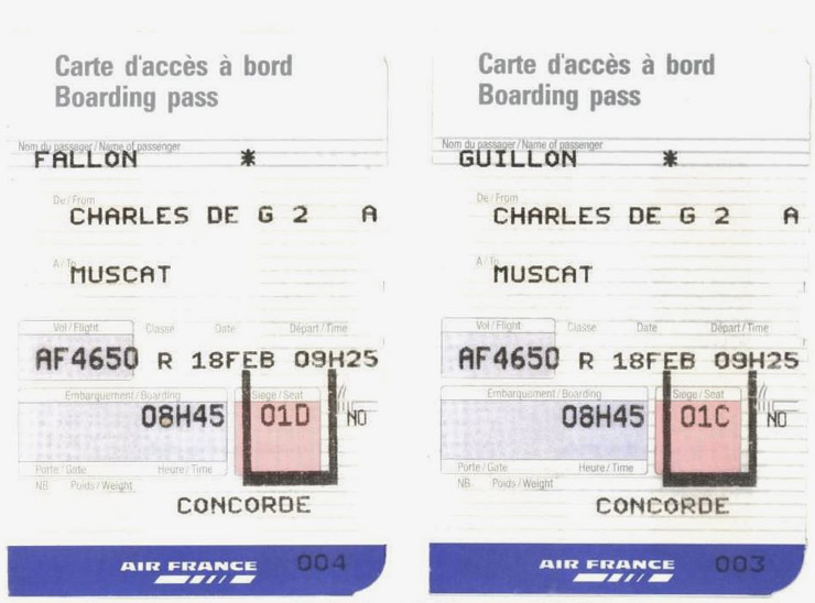 Carte d'accès à bord Concorde