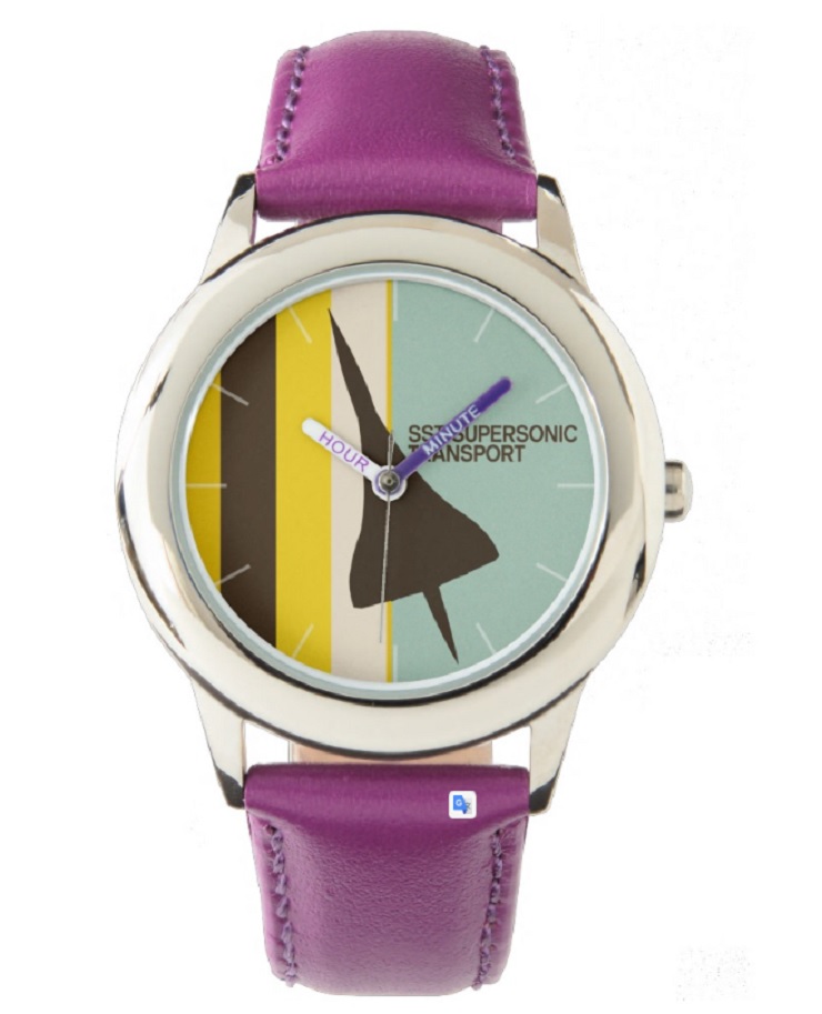 Montre Zazzle37 - Retro Super Sonic Transport Airplane / Kids VIOLET