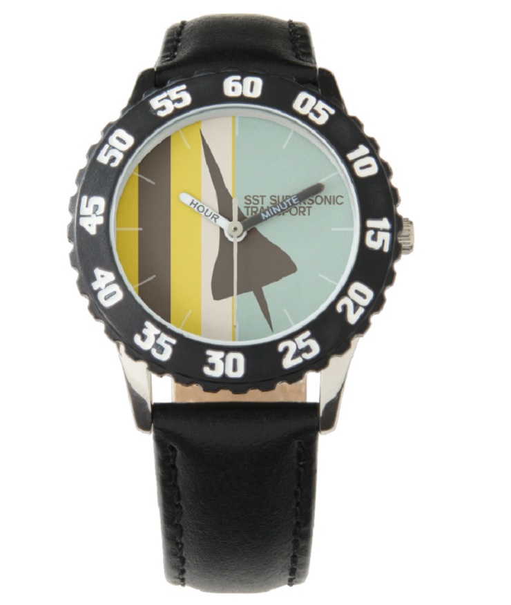 Montre Zazzle39 - Retro Super Sonic Transport Airplane / Kids chiffres noirs