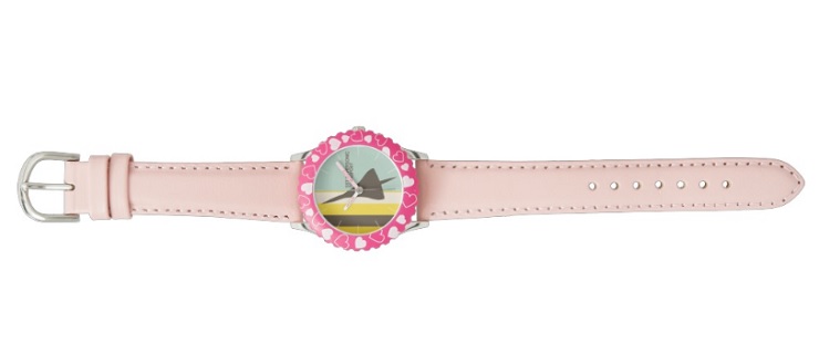 Montre Zazzle41 - Retro Super Sonic Transport Airplane / Kids chiffres roses