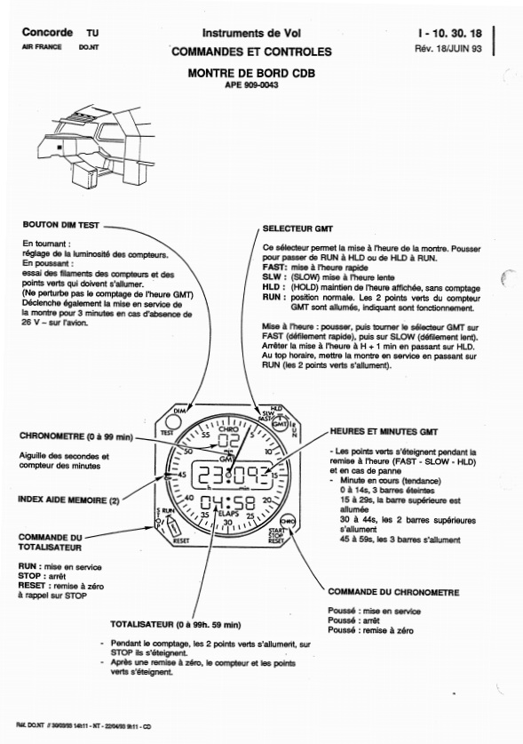 Montre de bord CMD Concorde Air France