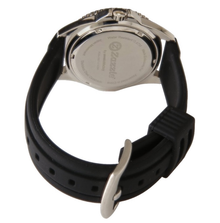 Montre Zazzle (N°47) - Acier inoxydable caoutchouc noir
