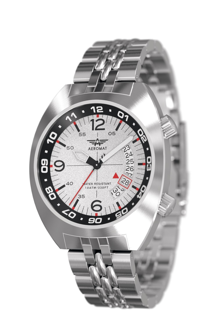 AEROMAT Supersonic White Steel Link Watch
