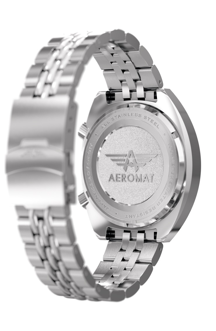 AEROMAT Supersonic White Steel Link Watch