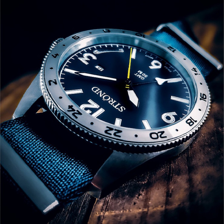 Montre STROND - SSC-101 - 24h GMT, All Stainless Steel & Blue