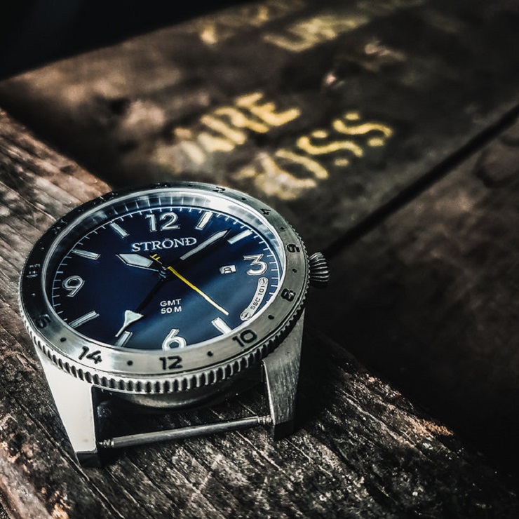 Montre STROND - SSC-101 - 24h GMT, All Stainless Steel & Blue
