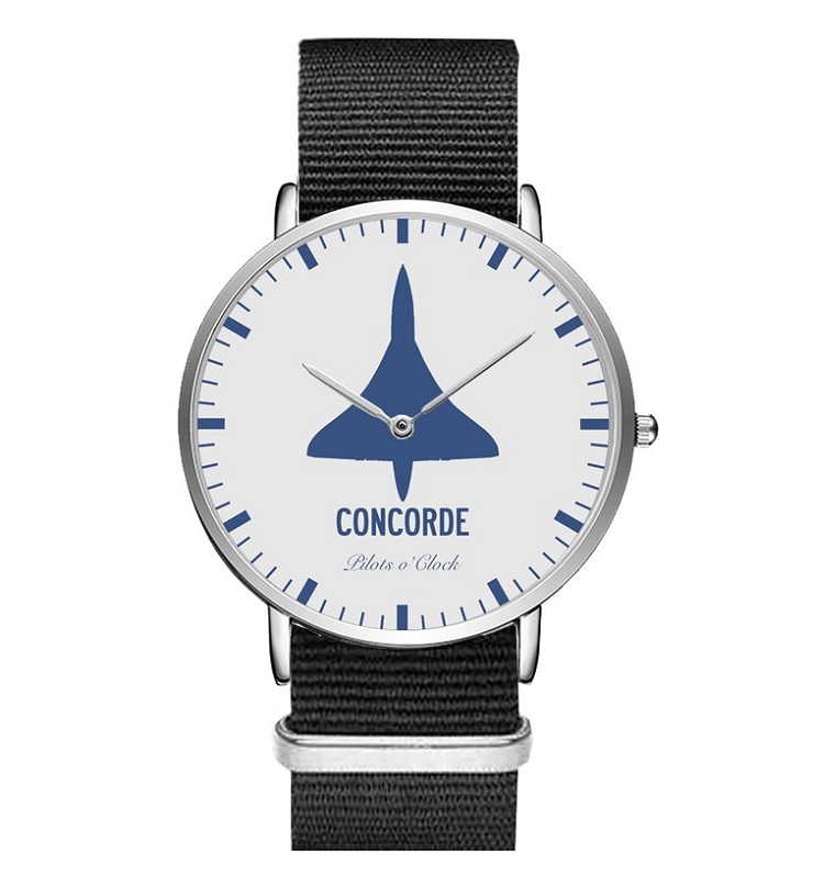 Pilots o'clock (Argent - bracelet nylon noir)