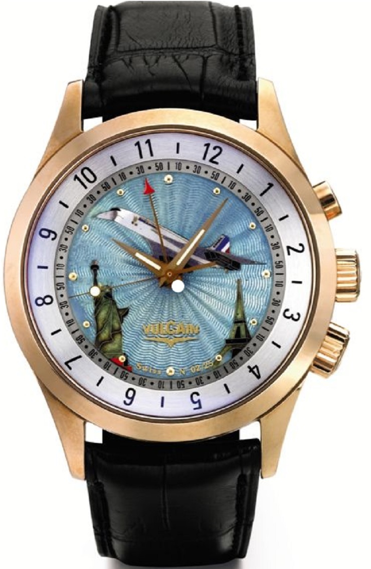 Montre Vulcain CRIKET GMT WORLD TIME CONCORDE (Or rose)