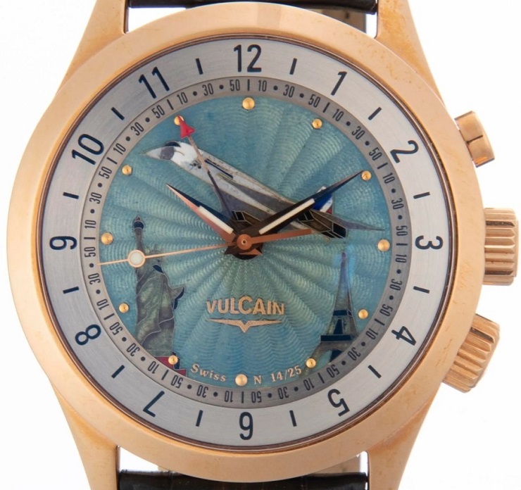 Montre Vulcain CRIKET GMT WORLD TIME CONCORDE (Or rose)