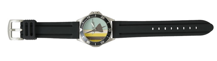 Retro Super Sonic Transport Airplane Stainless Steel Black Rubber