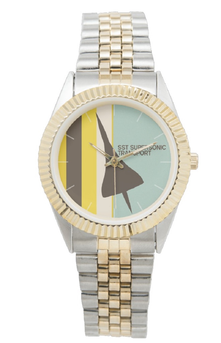 Retro Super Sonic Transport Airplane Two-Tone Bracelet