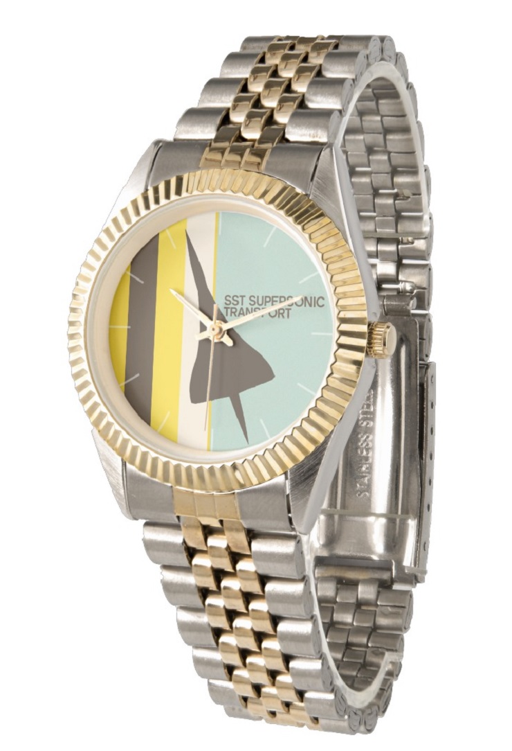 Retro Super Sonic Transport Airplane Two-Tone Bracelet