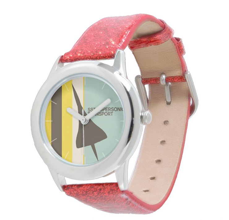 Zazzle30 - Retro Super Sonic Transport Airplane / Kids rouge scintillant