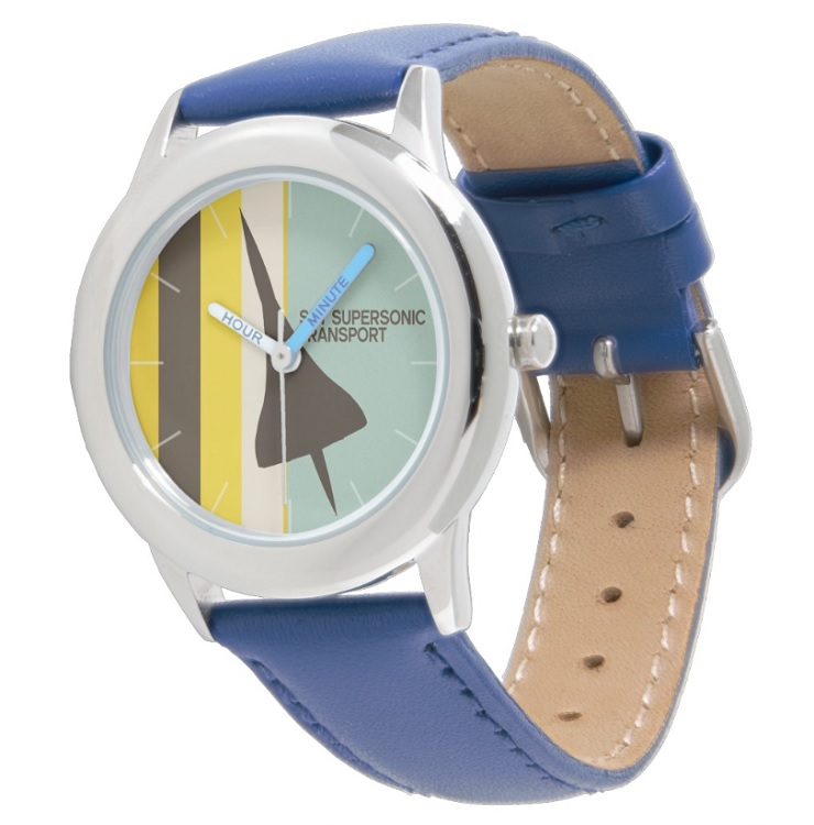 Retro Super Sonic Transport Airplane / Kids bracelet bleu