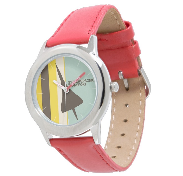 Montre Zazzle (N°34) - Retro Super Sonic Transport Airplane / Kids bracelet rouge